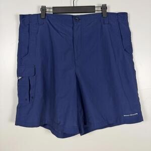 Columbia PFG Mens XL Fishing Shorts Omni-Shade Performance Cargo Outdoor Blue